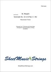 Mozart Serenade No. 10, K. 361 Orchestra sheet music cover